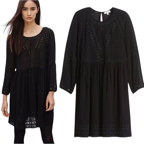 Aritzia Wilfred Boho Midi Black Dress Sz S - Picture 1 of 14